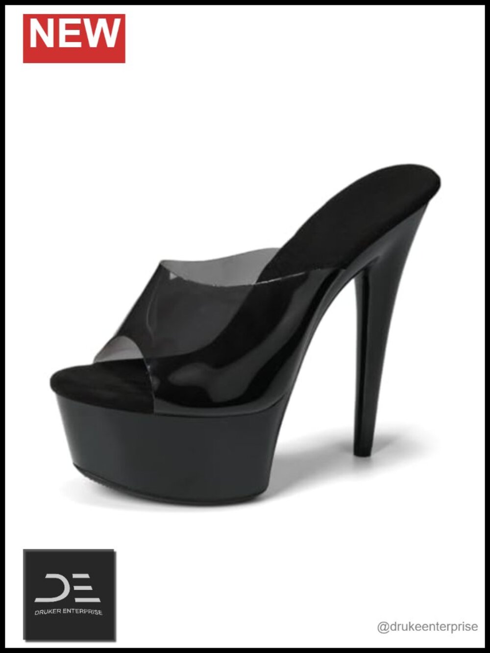 6in Platform Heels Stiletto Pole Dance Exotic Sandals Open Toe PVC Ankle Strap